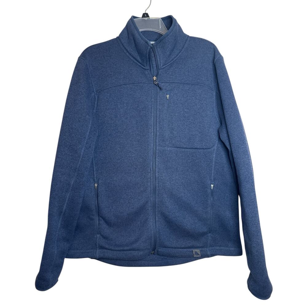 L.L.Bean Men's Med Reg Sweater Fleece Full-Zip Jacket Navy Blue 3-Pocket Fitted